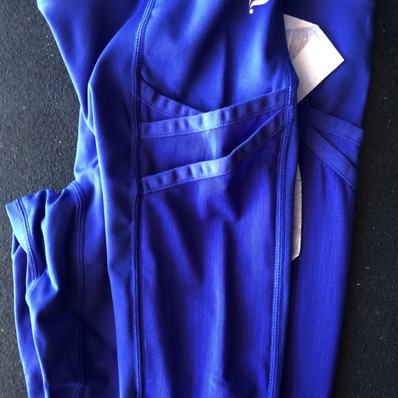 Fabletics trinity mid-rise blue purple leggings - Picture 3 of 5